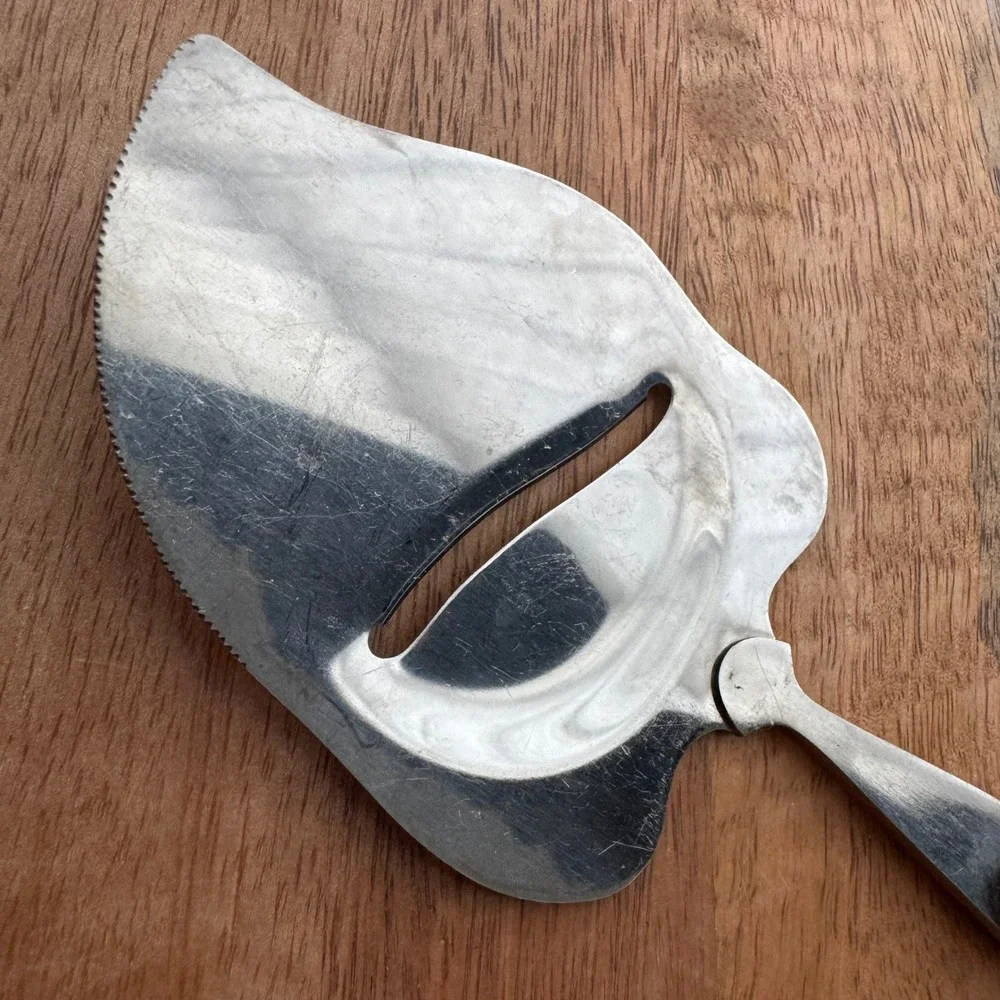 Vintage Stainless Steel Cheese Slicer Cutter Japanese Wood Handle Midcentury MCM